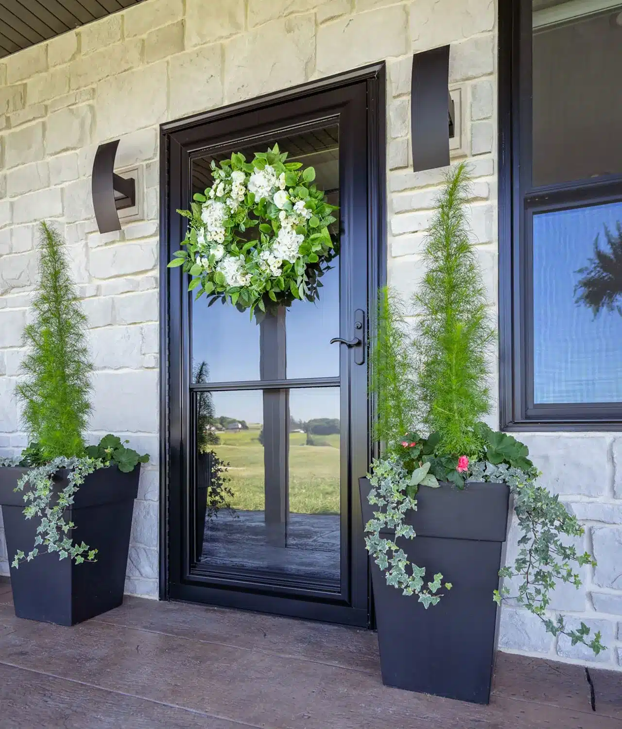 Spectrum 291SH full-view storm door in black featuring maximum glass visibility