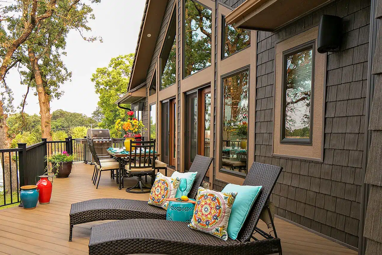 Aeris picture window in rustic bronze finish showcasing natural light in modern home